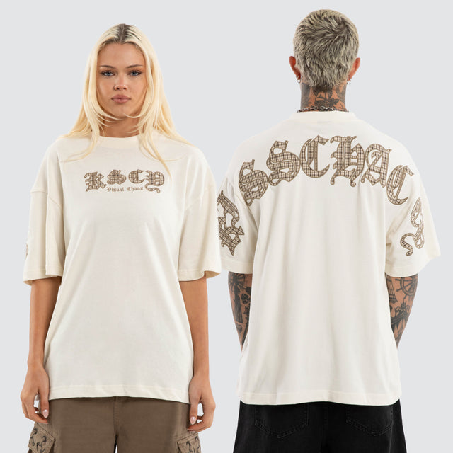 Model wears Birmingham Loopback Street Tee Tofu T-Shirts Cream - image 1