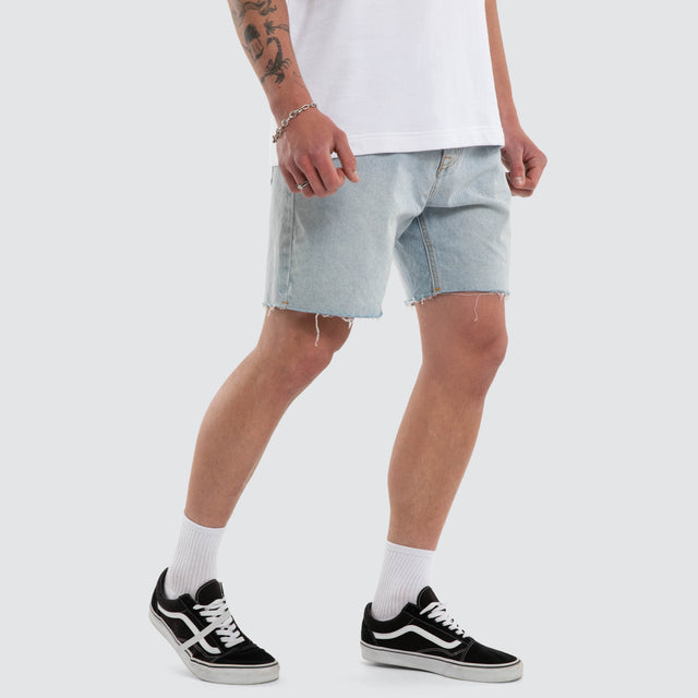KS5 Slim Denim Shorts Sunbleached Blue