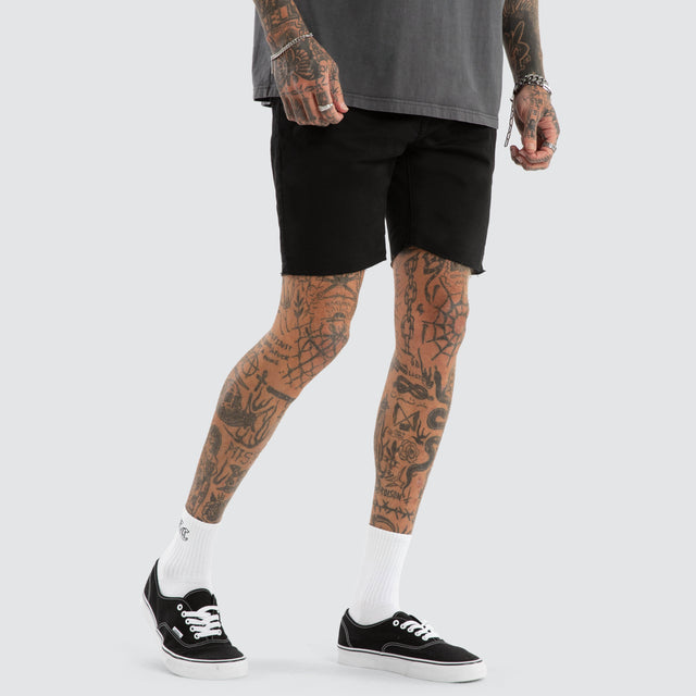 model wears KS2 Denim Shorts Jet Black Shorts Black - image 1