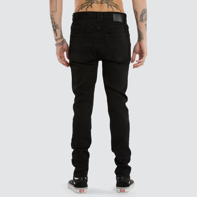 model wears K1 Super Skinny Fit Jeans Black Pants Black - image 5