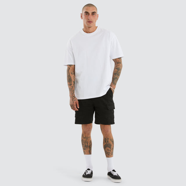 model wears Salem Cargo Short Obsidian Black Shorts Black - image 2