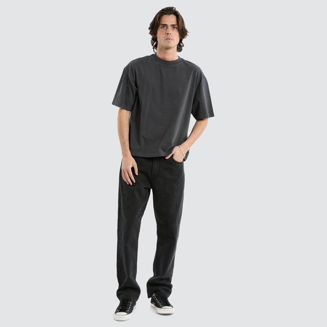 model wears K5 Relaxed Fit Jean Black Grey Pants Black - image 2