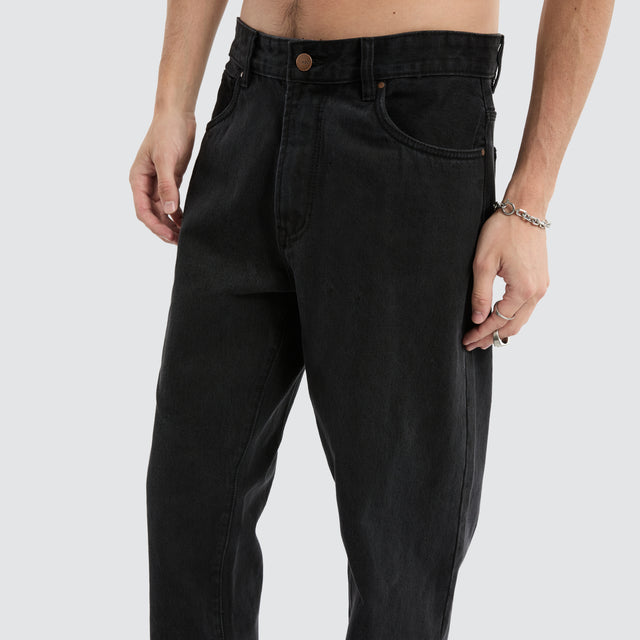 model wears K5 Relaxed Fit Jean Black Grey Pants Black - image 4