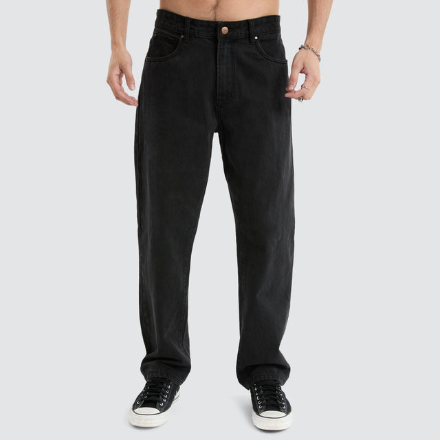 model wears K5 Relaxed Fit Jean Black Grey Pants Black - image 3