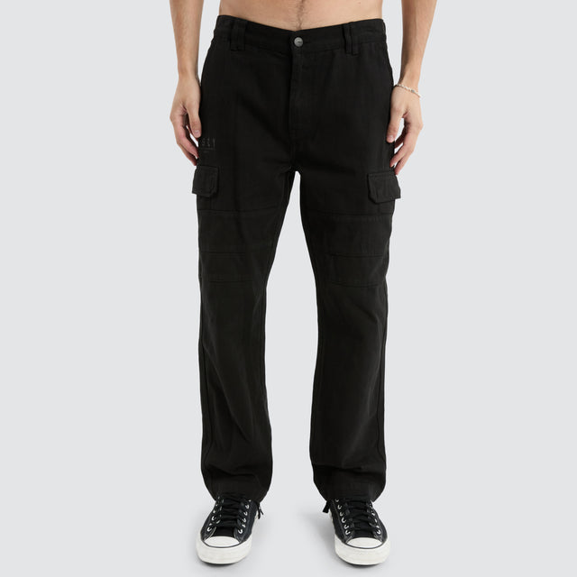 model wears Seattle Cargo Pant Black Pants Black - image 3
