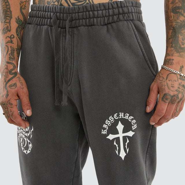 model wears Heroic Trackpant Pigment Asphalt Trackpants Grey - image 3