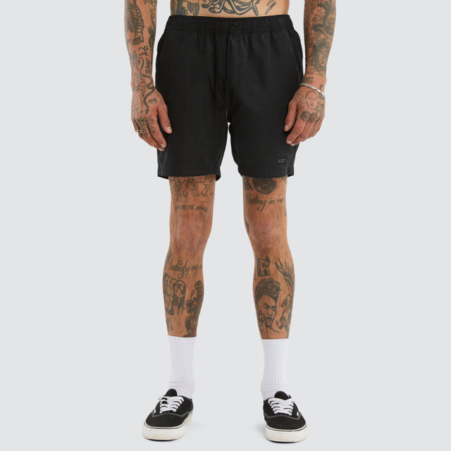 Sunrise Elastic Waist Shorts Jet Black