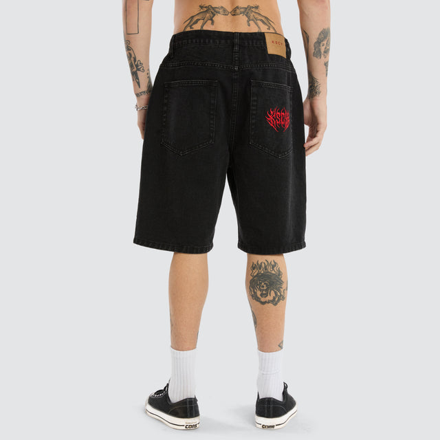 K6 Denim Jort Worn Black