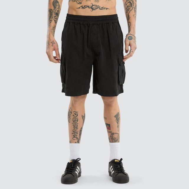 Mosh Baggy Cargo Short Jet Black
