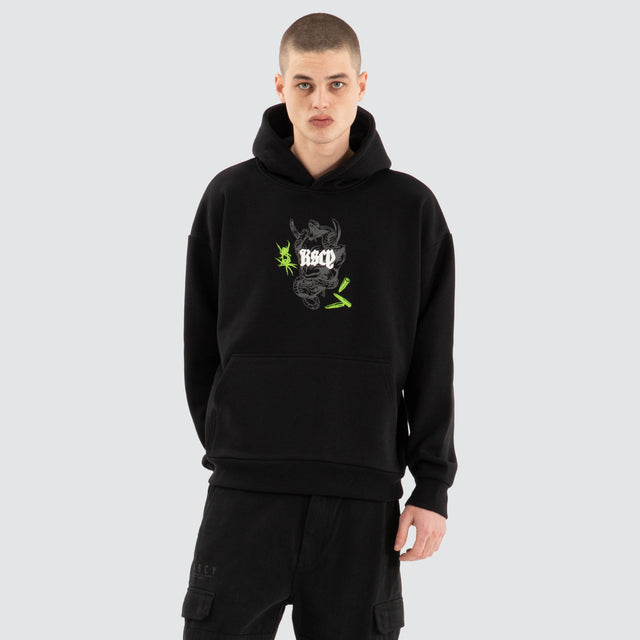 model wears Wither Overszied Hoodie Jet Black Hoodies Black - image 2