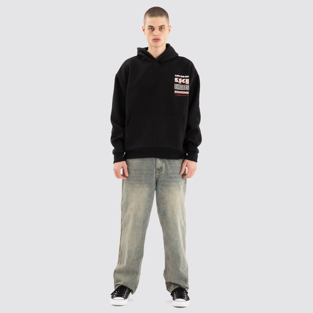 model wears Trap Oversized Hoodie Jet Black Hoodies Black - image 3