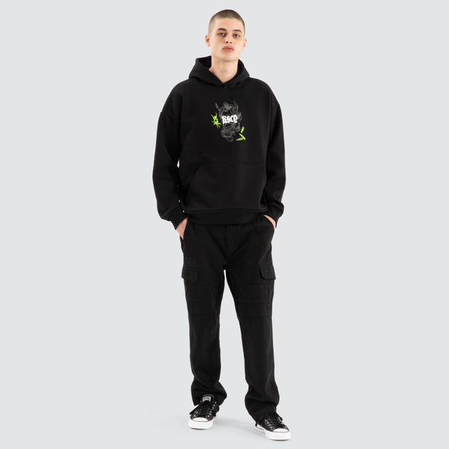 model wears Wither Overszied Hoodie Jet Black Hoodies Black - image 3
