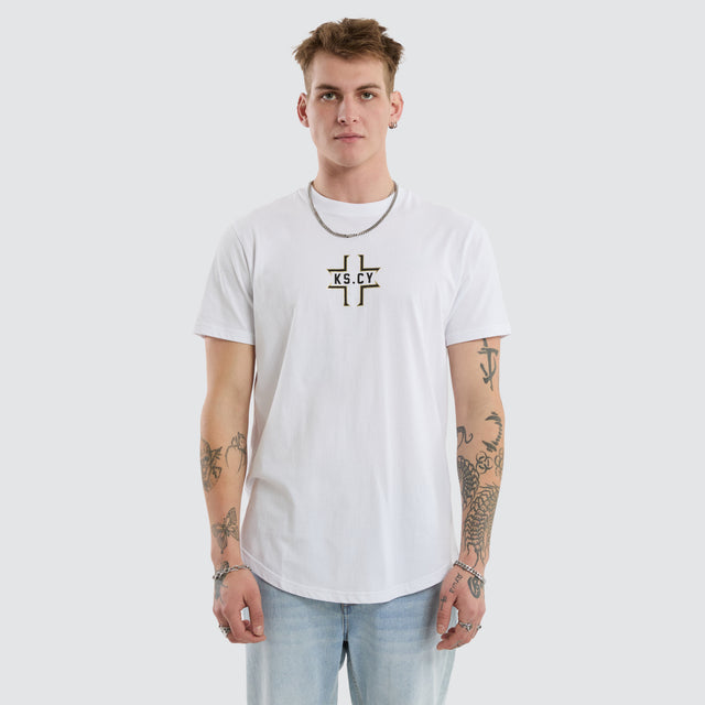 Believe Dual Curved Tee Optical White
