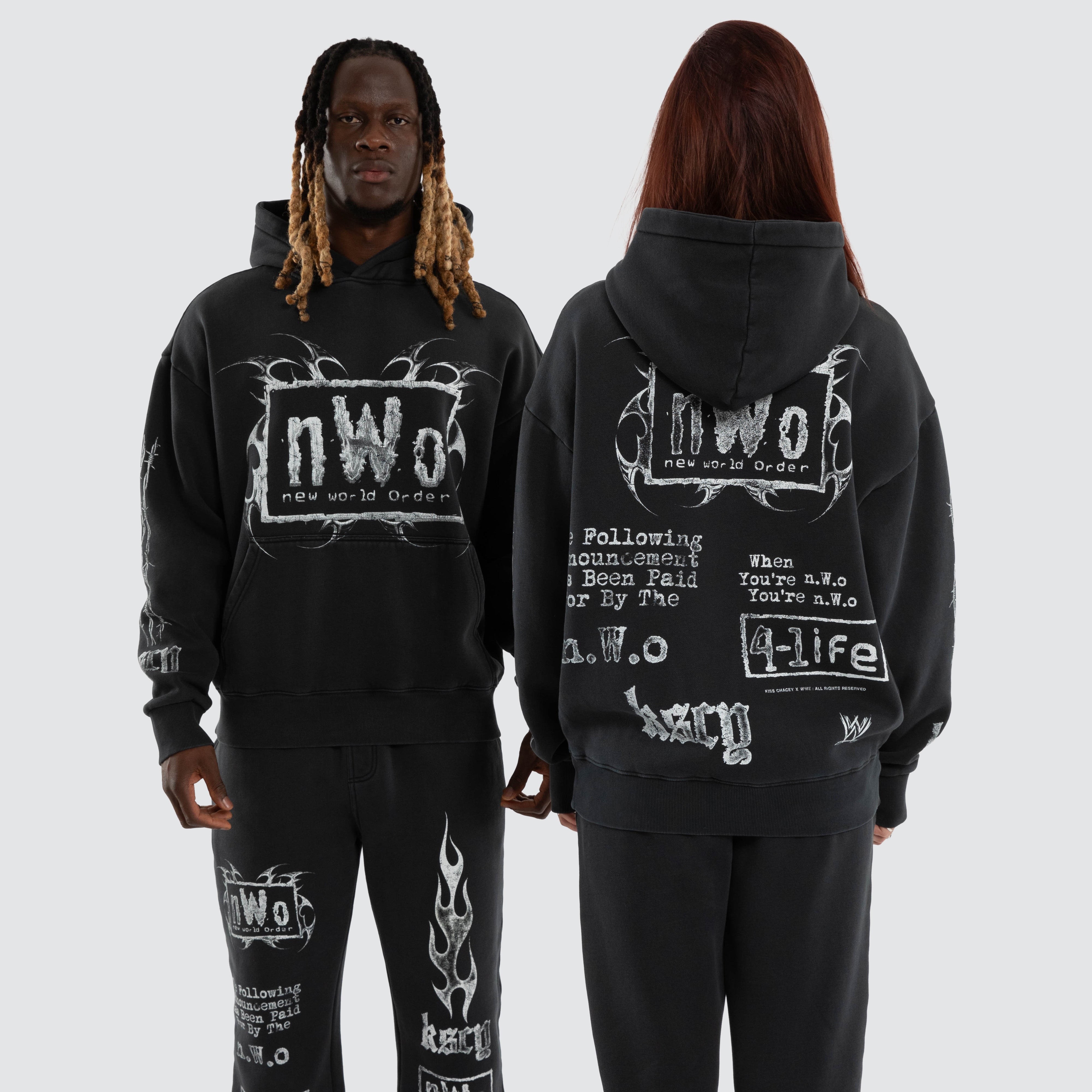 WWE x KSCY NWO 4 Life Oversized Hoodie in Black | Neverland Store