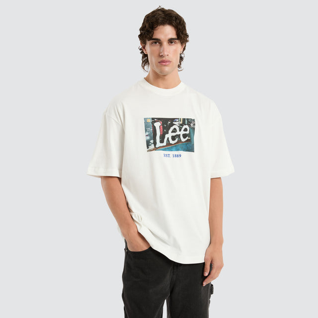 model wears Twitch Boxed Baggy Tee in White T-Shirts White - image 1