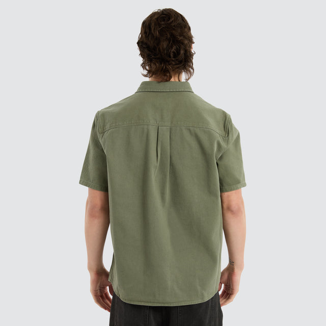 model wears Lee Worker Short Sleeve Shirt Green T-Shirts Green - image 2