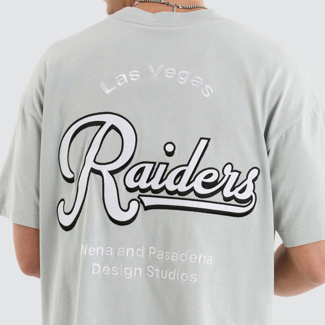 model wears Las Vegas Raiders NFL Raptor Tee Silver T-Shirts Grey - image 2