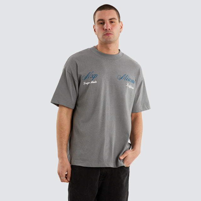 model wears Miami Dolphins NFL Raptor Tee Smoke T-Shirts Grey - image 5