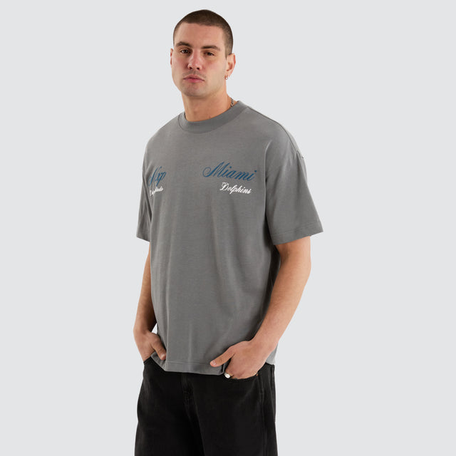 model wears Miami Dolphins NFL Raptor Tee Smoke T-Shirts Grey - image 7