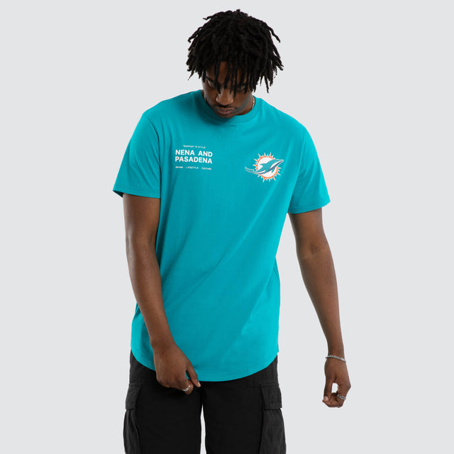 Miami Dolphins NFL Vertical Tee Aqua
