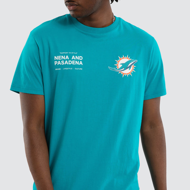 Miami Dolphins NFL Vertical Tee Aqua