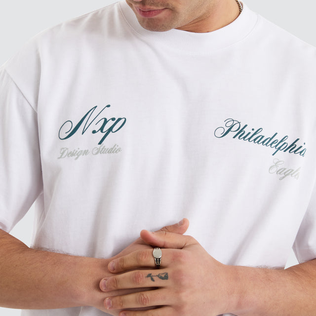 model wears Philadelphia Eagles NFL Raptor Tee White T-Shirts White - image 5