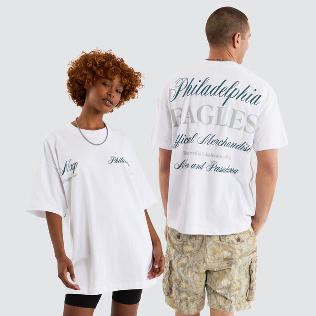 model wears Philadelphia Eagles NFL Raptor Tee White T-Shirts White - image 3