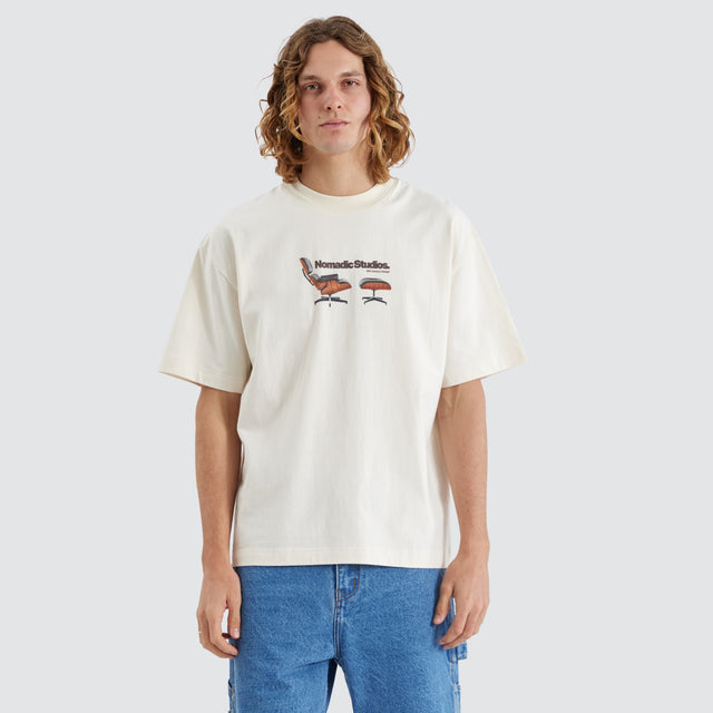 model wears Eames Street Tee Tofu T-Shirts Neutral - image 2
