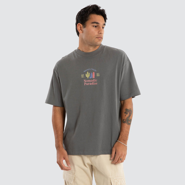 model wears Mescal Street Tee Charcoal T-Shirts Grey - image 1