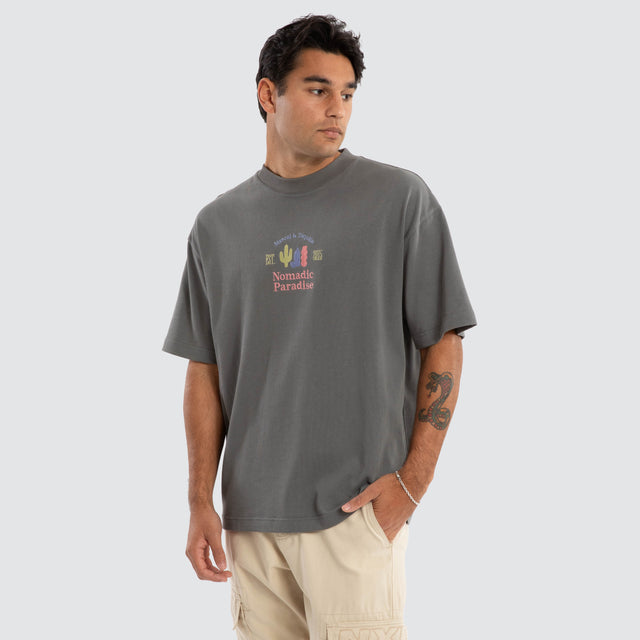 model wears Mescal Street Tee Charcoal T-Shirts Grey - image 4