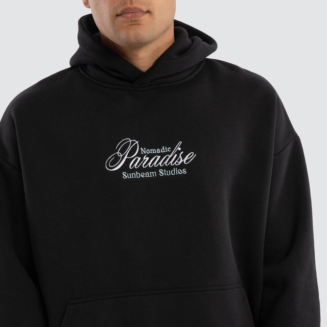 model wears Sunbeam Oversized Hoodie Anthracite Black Hoodies Black - image 3