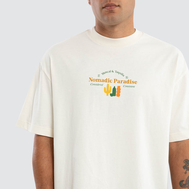 model wears Tequilla Street Tee Tofu T-Shirts Cream - image 3