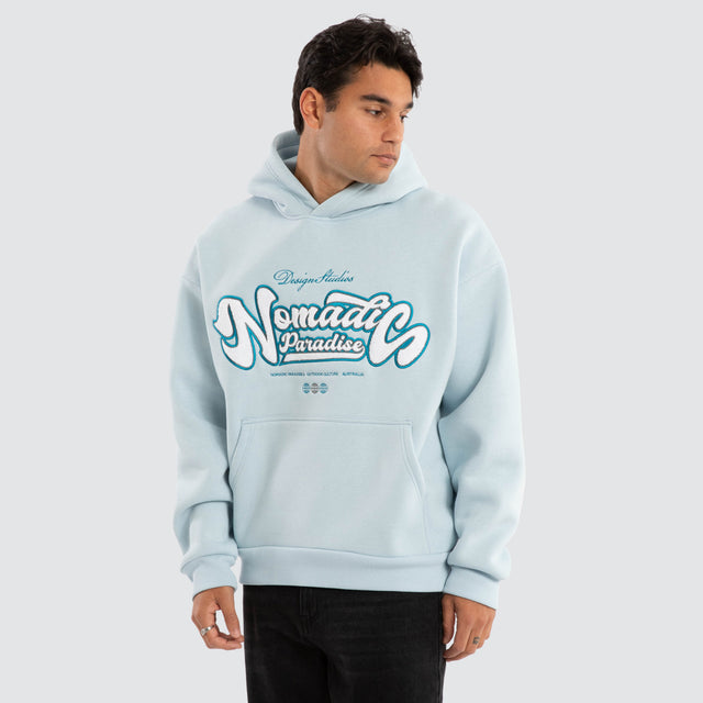 model wears Ripple Oversized Hoodie Baby Blue Hoodies Blue - image 1