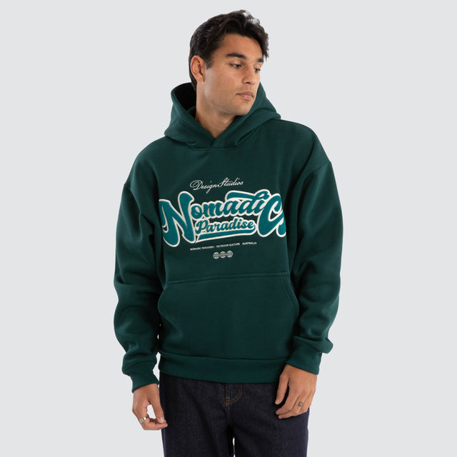 model wears Ripple Oversized Hoodie Bull Pine Hoodies Green - image 1