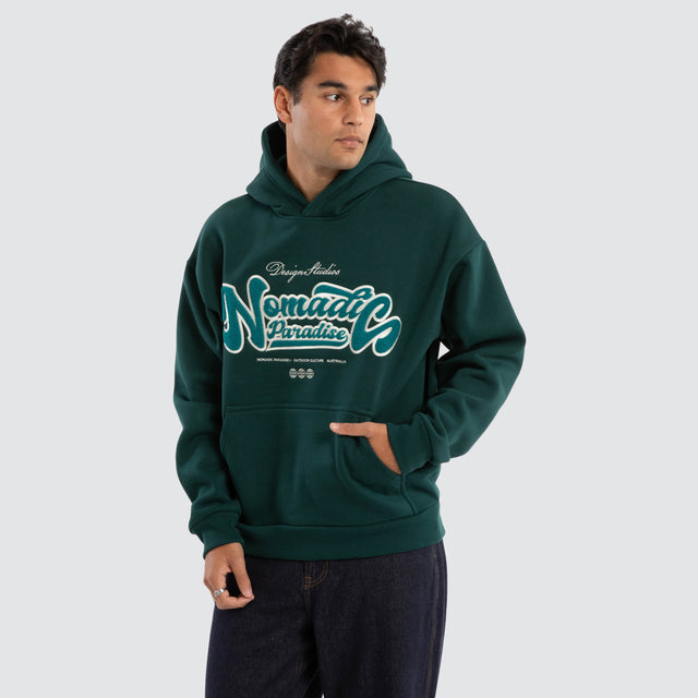 model wears Ripple Oversized Hoodie Bull Pine Hoodies Green - image 5