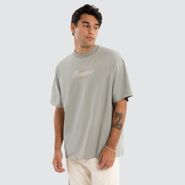 model wears Macquarie Merch Street Tee Wild Dove T-Shirts Grey - image 3