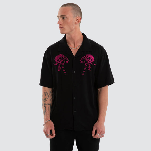 Florisim Cropped Resort Shirt Jet Black
