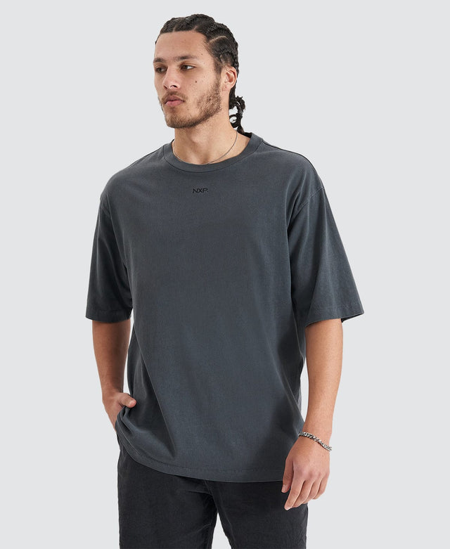 Nena & Pasadena Origin Story Heavy Oversized Tee - Pigment Asphalt GREY