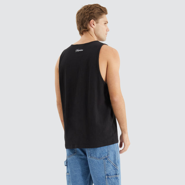 model wears Asheville Relaxed Singlet Jet Black Tanks Black - image 2