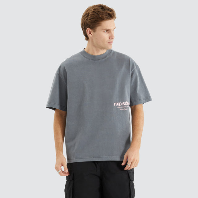 model wears Contagent Street Tee Pigment Charcoal Grey T-Shirts Grey - image 2