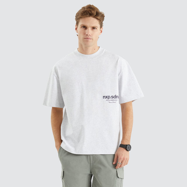model wears Contagent Street Tee Snow Marle T-Shirts Grey  - image 2