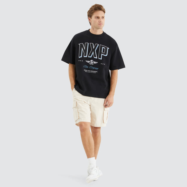 model wears Captain Loopback Street Tee Anthracite Black T-Shirts Black - image 2