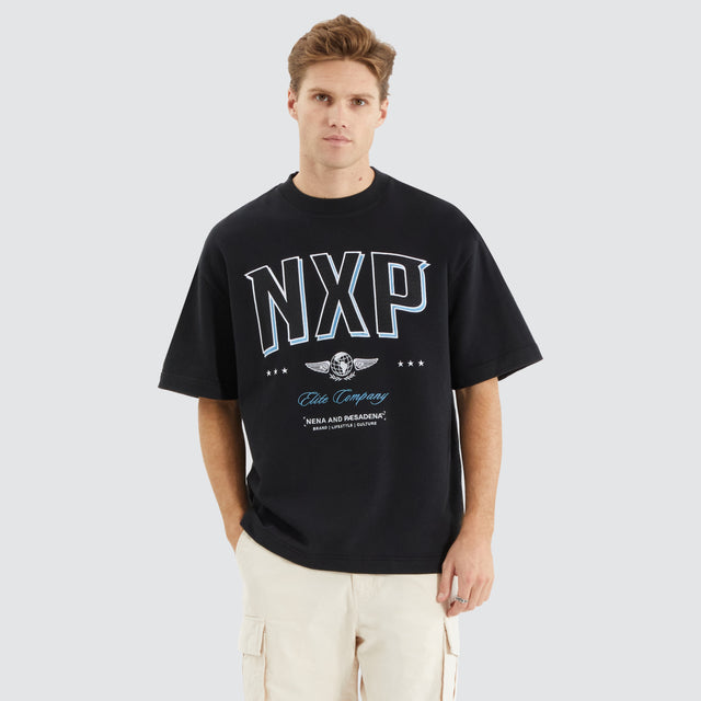 model wears Captain Loopback Street Tee Anthracite Black T-Shirts Black - image 1