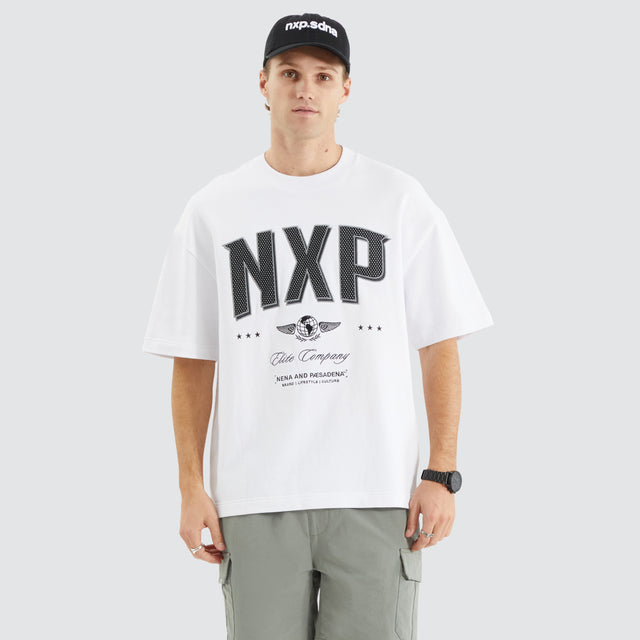 model wears Captain Loopback Street Tee Optical White T-Shirts White - image 1