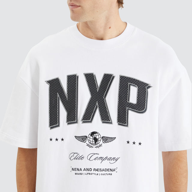 model wears Captain Loopback Street Tee Optical White T-Shirts White - image 2