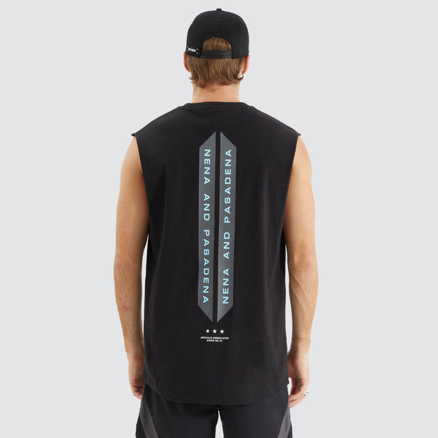 model wears Caution Scoop Back Muscle Jet Black Muscle Tees Black - image 2