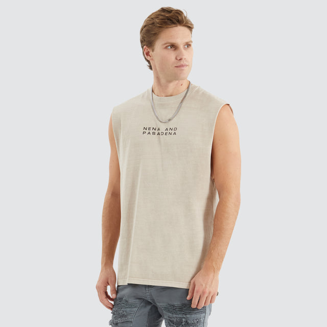model wears Caution Scoop Back Muscle Pigment Silver Grey Muscle Tees Grey  - image 1