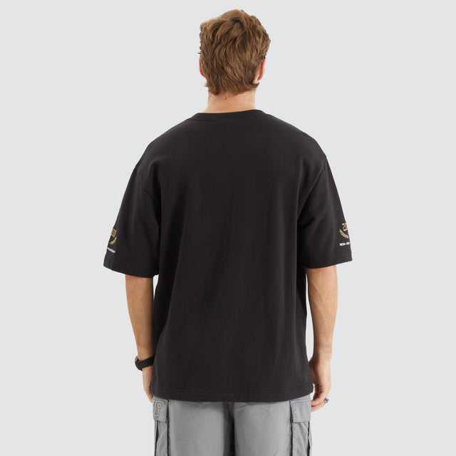 model wears Fatal Loopback Oversized Tee Jet Black T-Shirts Black - image 3