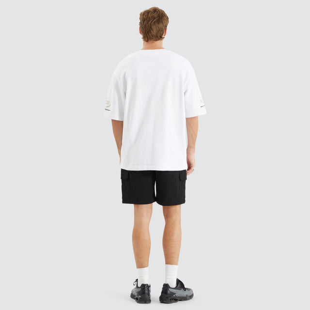 model wears Fatal Loopback Oversized Tee Optical White T-Shirts White - image 4