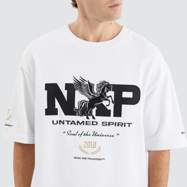 model wears Fatal Loopback Oversized Tee Optical White T-Shirts White - image 2